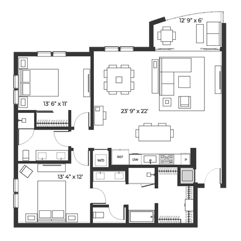 Lux 1285 Floor Plan Lux 1285 Floor Plan at SLX Atlanta, Georgia, 30341